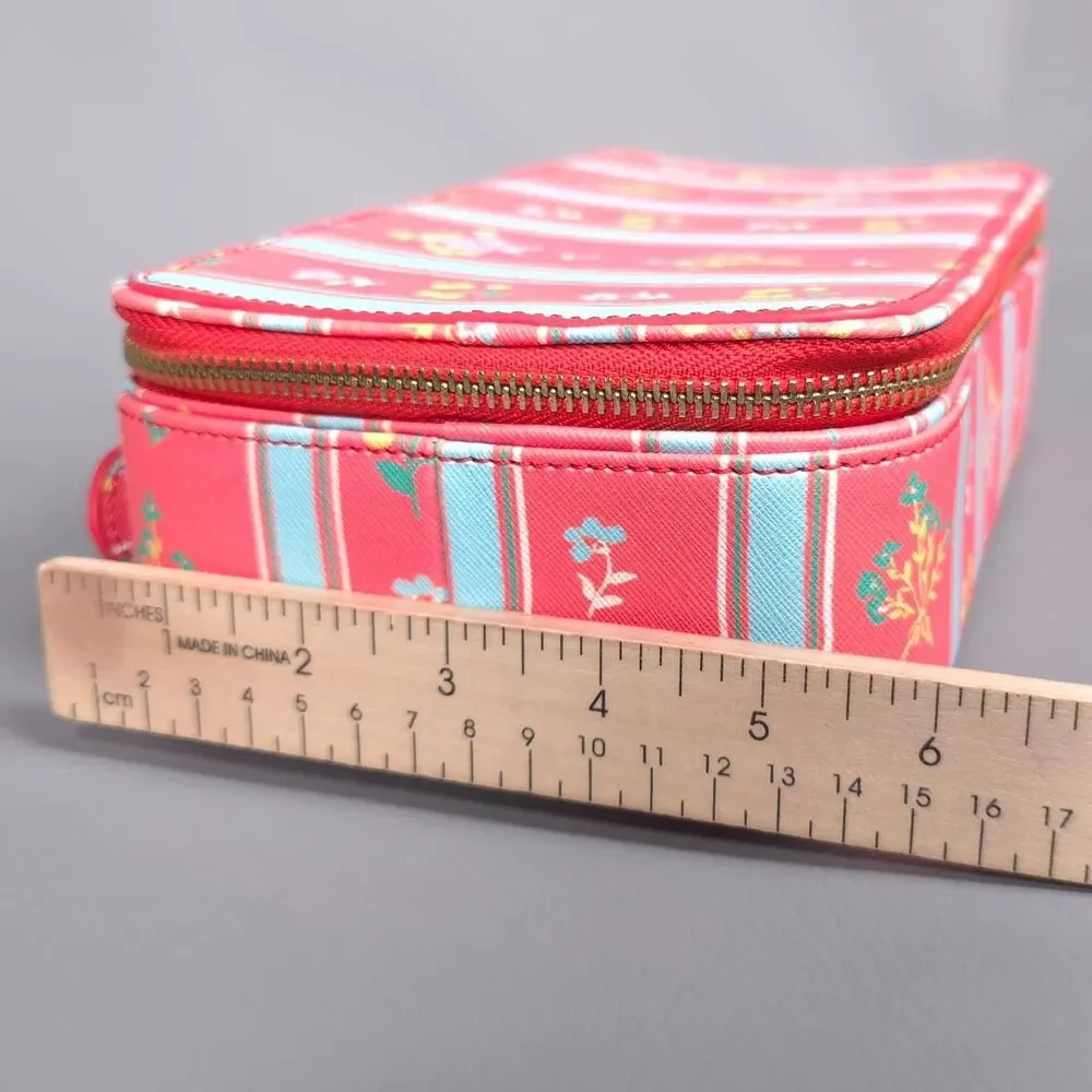 NEELY & CHLOE Women's Jewelry Case Travel Organizer Floral Zip Box‎ Pink